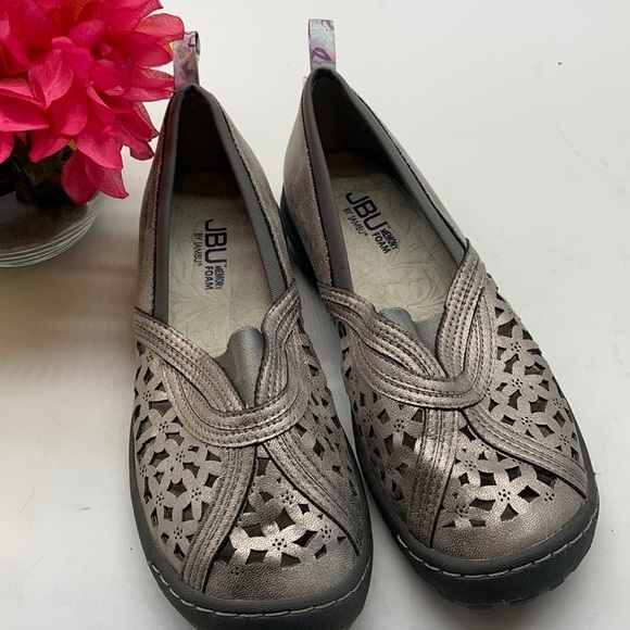 Jambu JBU Pecan B1PC156Silver Cur Out Leather Loafers Sz 7. MCL0988B - Picture 1 of 11